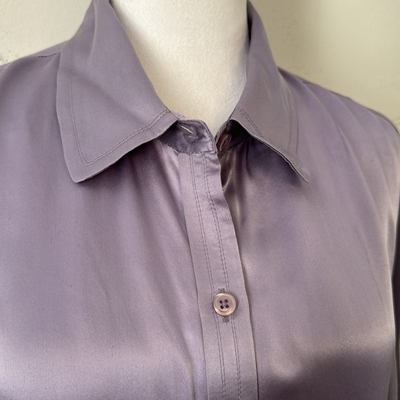 Studio Jax lilac button down silk blouse, Sz 12 - Picture 3 of 12